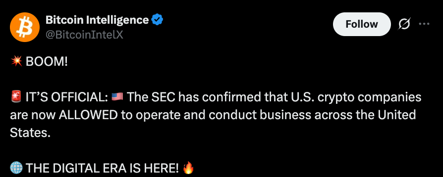 bitcoin intelligence official tweet