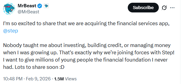 MrBeast step app acquisition 