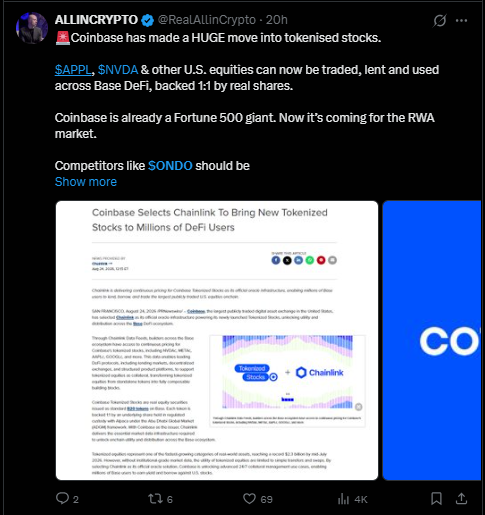 ONDO coinbase latest news