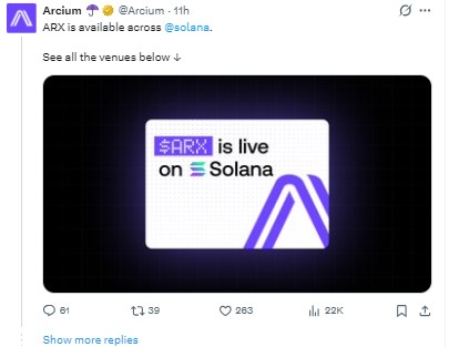 ARX IS LIVE N SOLANA