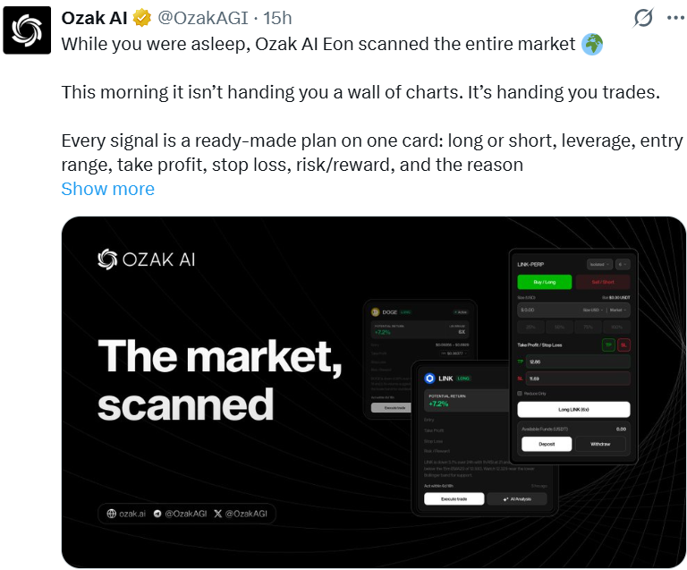 Ozak AI News: EON Turns Trading Prompts Into Trade Plans
