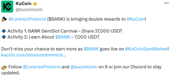 KuCoin official post of bank listing KuCoin official post of bank listing