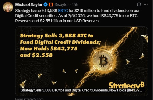 Strategy sold 3,588 BTC Strategy sold 3,588 BTC