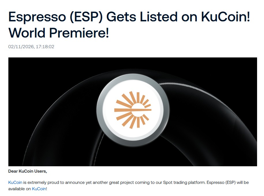 Espresso ESP Listing on Kcoin