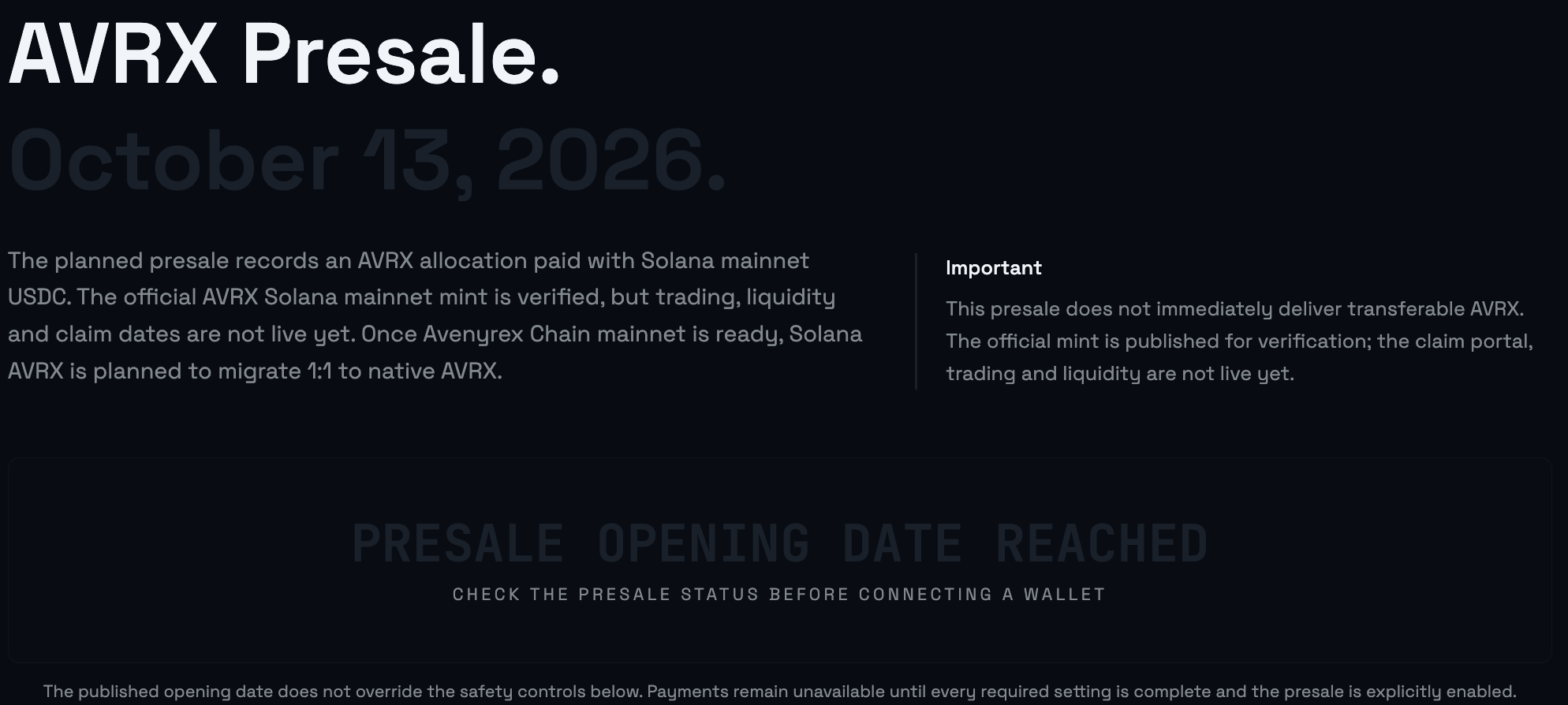 AVRX Presale page AVRX Presale page