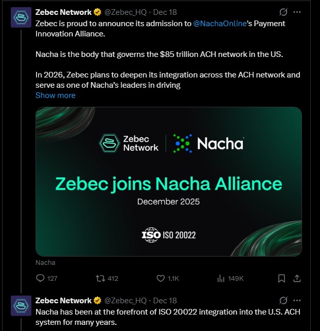 Zebec ISO 20022 integration
