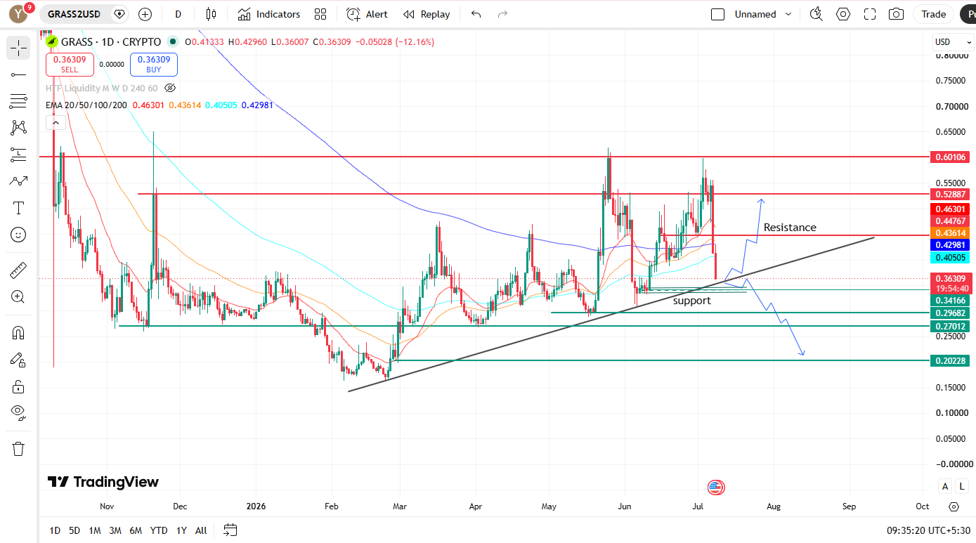 GRASS daily price chart analysis GRASS daily price chart analysis