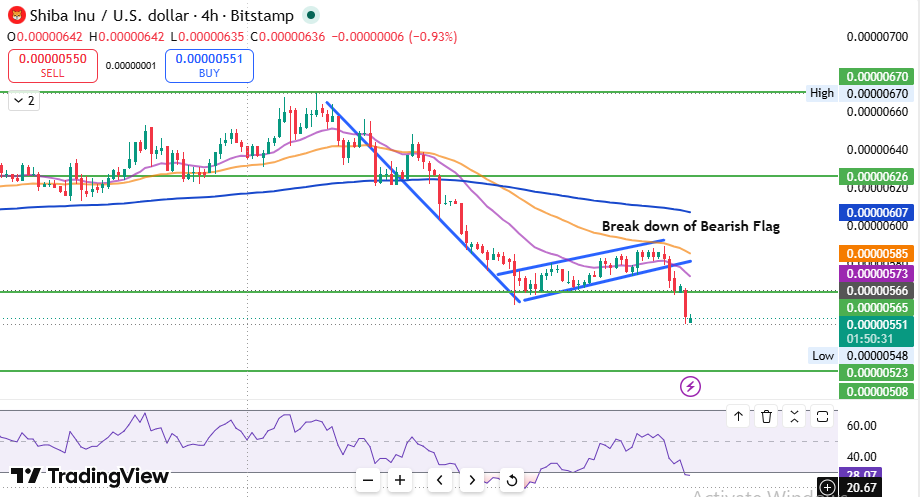 Shiba Inu SHIB USD 4H chart OKX support resistance 2026 Shiba Inu SHIB USD 4H chart OKX support resistance 2026