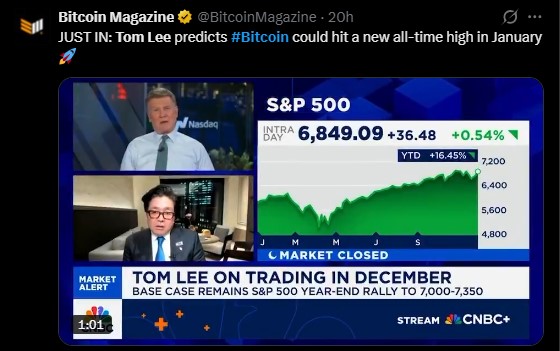 Tom Lee BTC Price Target 2026