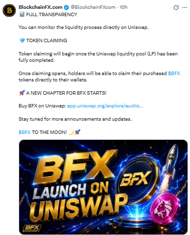 BFX liquidity process can be monitored directly on Uniswap BFX liquidity process can be monitored directly on Uniswap