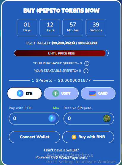 Pepeto Presale Data