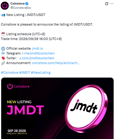 JMDT is entering the market through Coinstore JMDT is entering the market through Coinstore