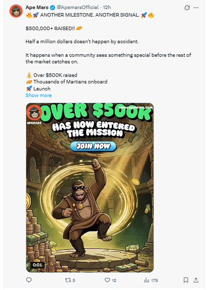 Apemars $500K Milestone