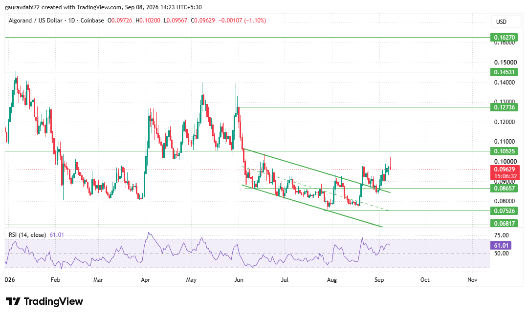 Algorand daily chart, Algorand support and resistance levels, Algorand RSI Algorand daily chart, Algorand support and resistance levels, Algorand RSI