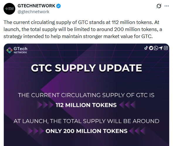 GTech Network listing date and GTC supply update