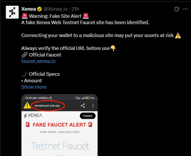 Xenea Fake Faucet Alert