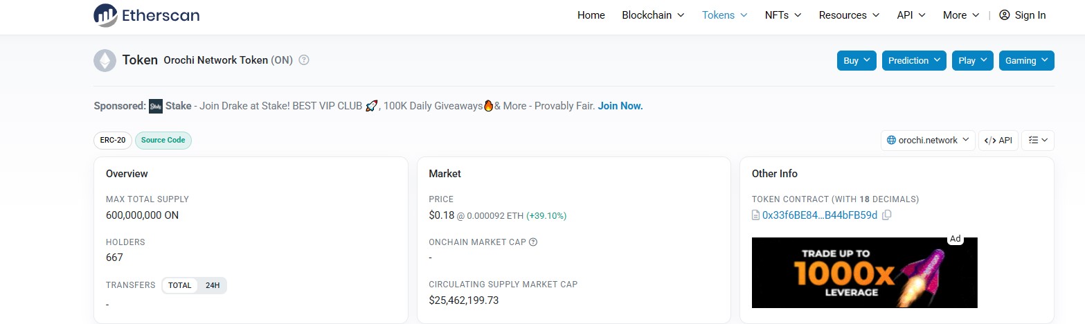 Etherscan contract page