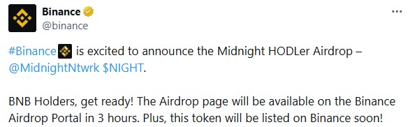 Binance NIGHT Token Airdrop