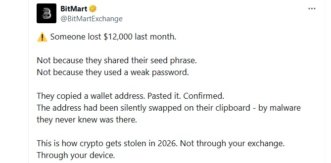 BitMart Exchange warns Over Clipboard Malwares