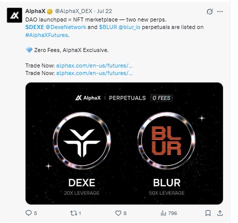 AlphaX Futures announced DEXE perpetuals 