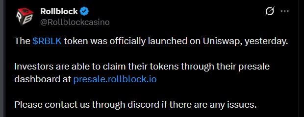 Rollblock Uniswap listing Rollblock Uniswap listing