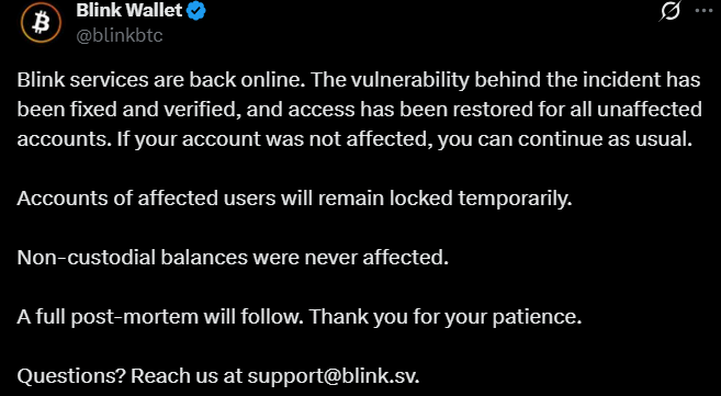  Blink Wallet News official X post