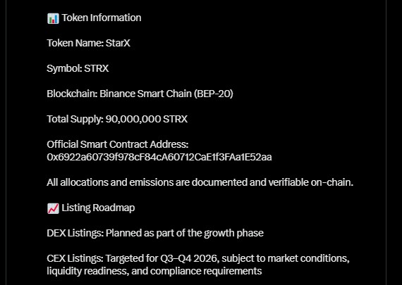StarX Network Listing Date