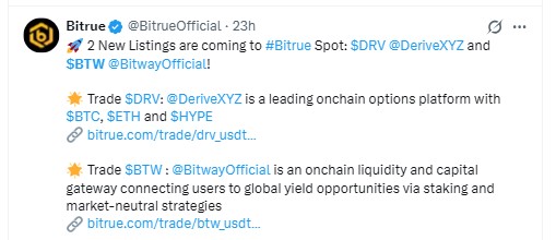 Bitrue announced a coming BTW Bitrue announced a coming BTW