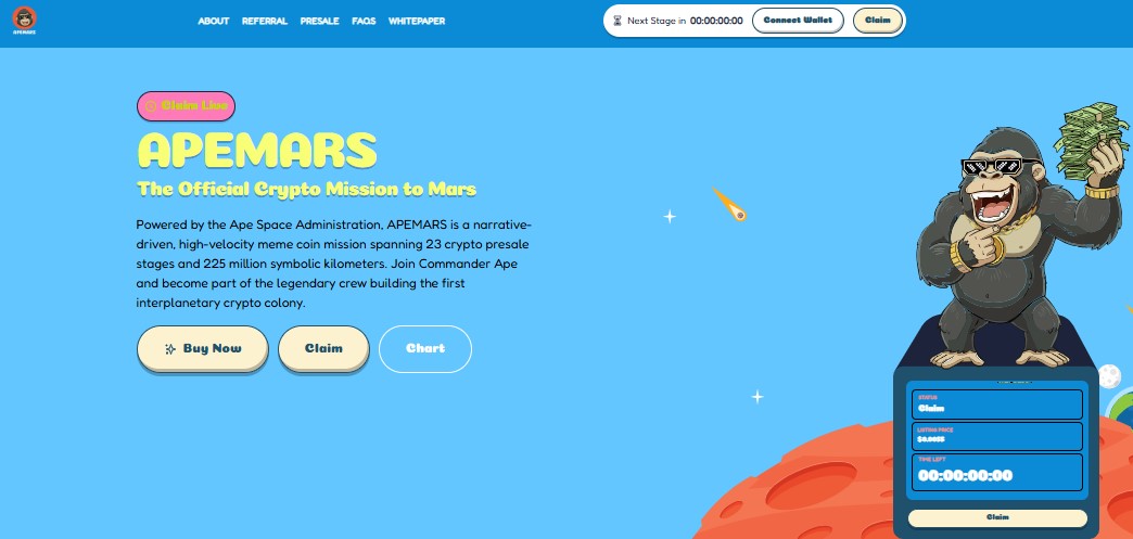 ApeMars presale dashboard ApeMars presale dashboard