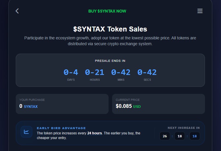 SyntaxVerse presale details
