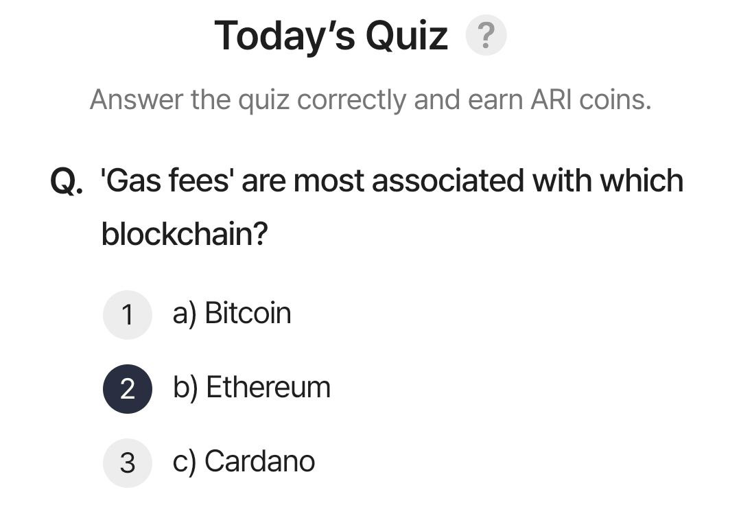 ARI Wallet Daily Quiz