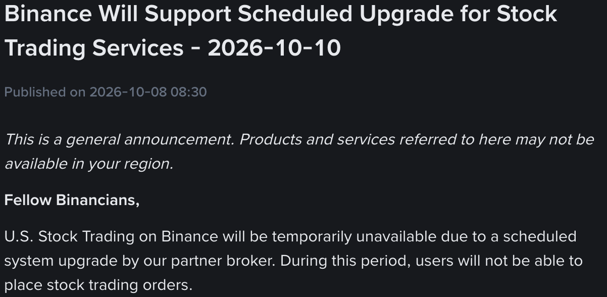 Binance official Announcement