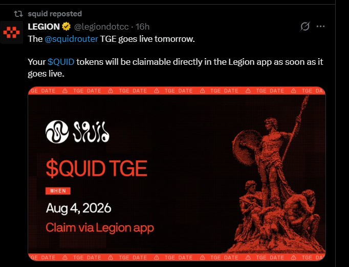 Squid Token Claim on Legion Squid Token Claim on Legion