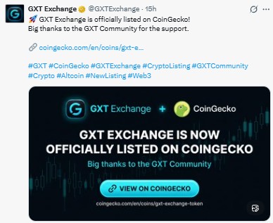 GXT Exchange is officially listed on CoinGecko GXT Exchange is officially listed on CoinGecko