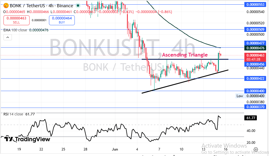 Bonk Price Prediction Charting by TradingView