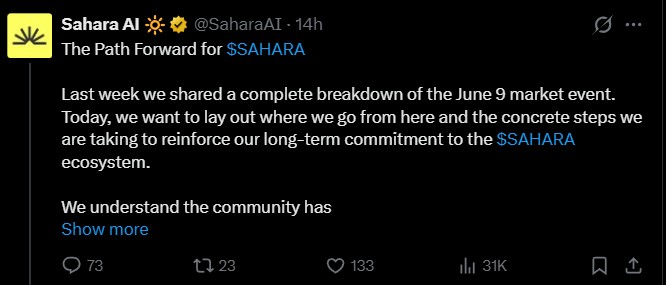Sahara AI Token Unlock Delay