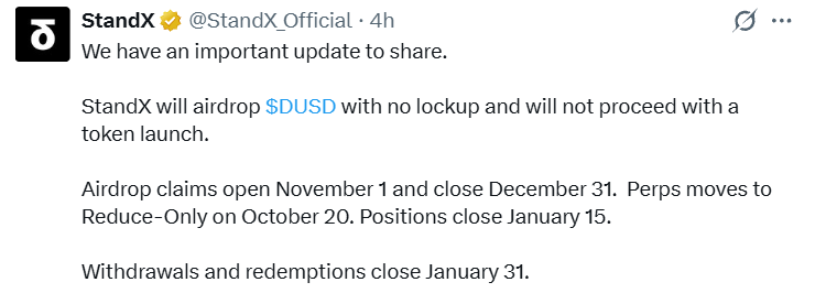 StandX crypto airdrop