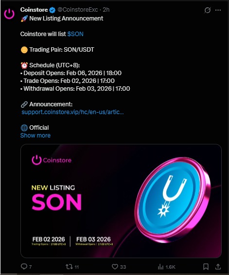 Coinstore Listing Update