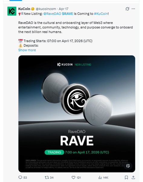 RaveDao kucoin Lisitng