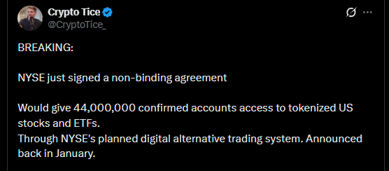Blockchain.com NYSE Tokenized Stocks Deal