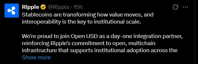 Ripple Open USD partnership Ripple Open USD partnership