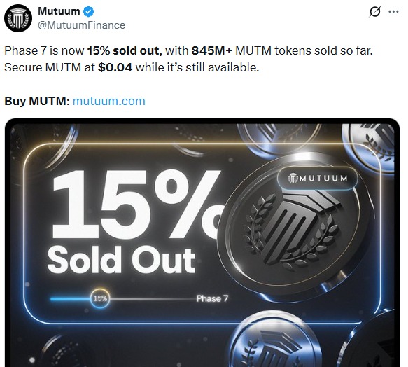 Mutuum finance presale phase 7 is live now 15% sold out