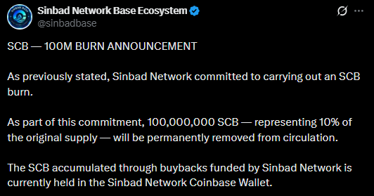 Sinbad Network News official X post Sinbad Network News official X post