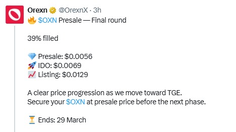 OXN Presale Nears End