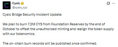 Cysic Bridge Security Incident Update Cysic Bridge Security Incident Update