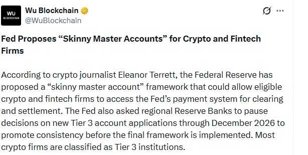 Fed Proposes Skinny Master Accounts