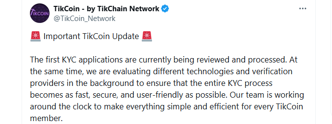 TikCoin Network KYC Update