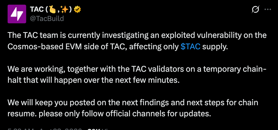 TAC OFficial Tweet