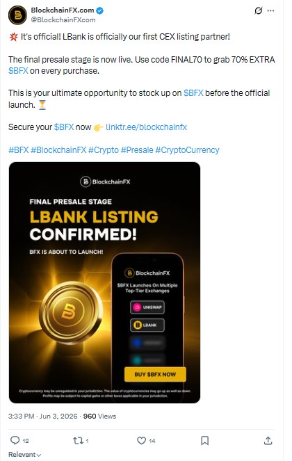 BLOCKCHAINFX OFFICIAL TWEET ON X
