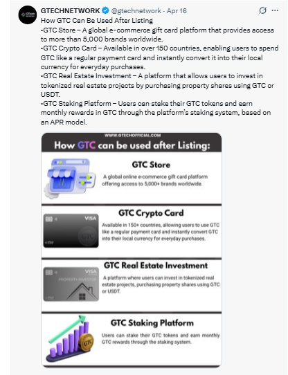 GTC price prediction token utility use cases chart